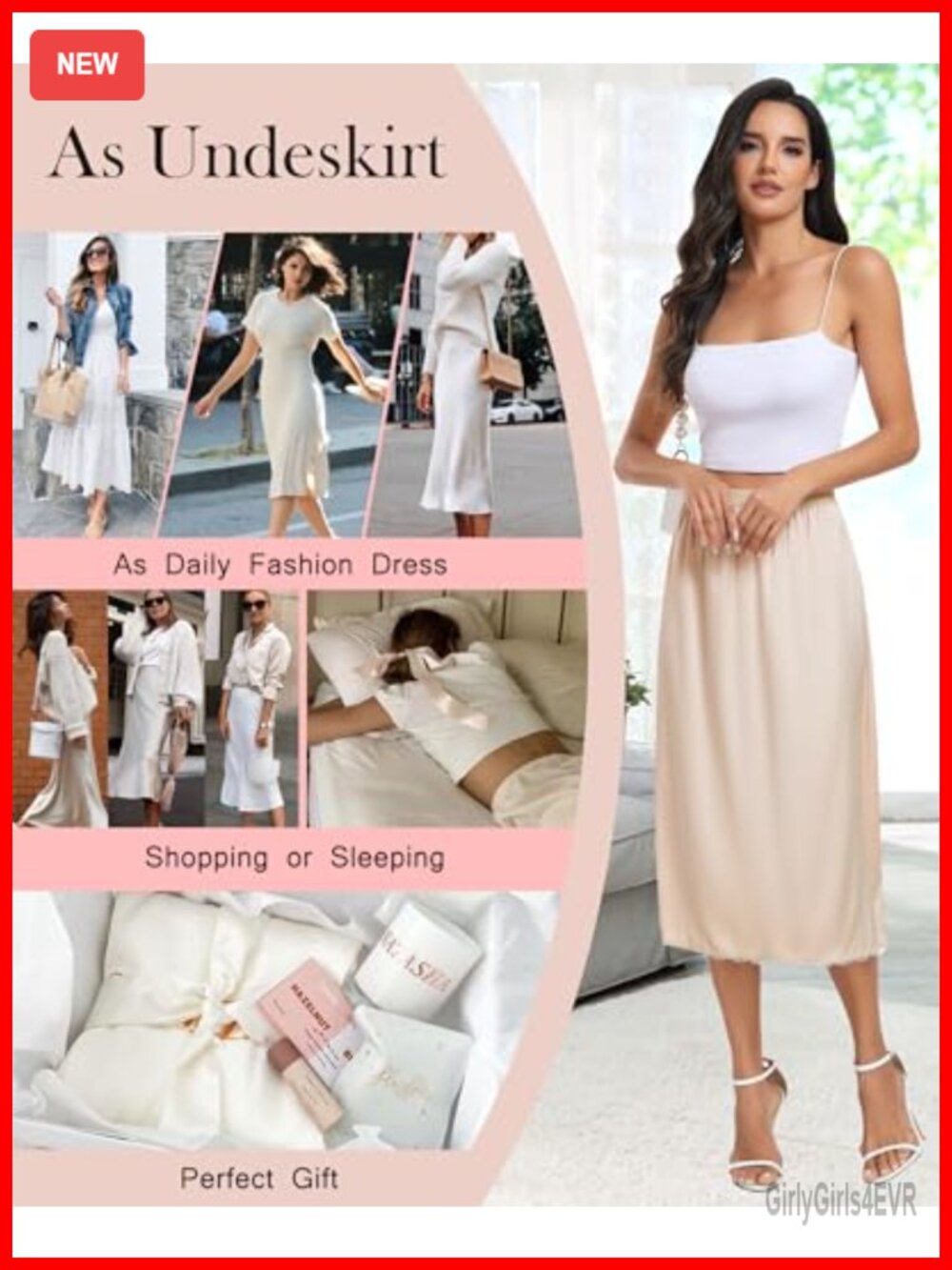 Womens Satin Half Slip for Under Dress Long Underskirt Soft Layering Slips Size - Picture 4 of 6